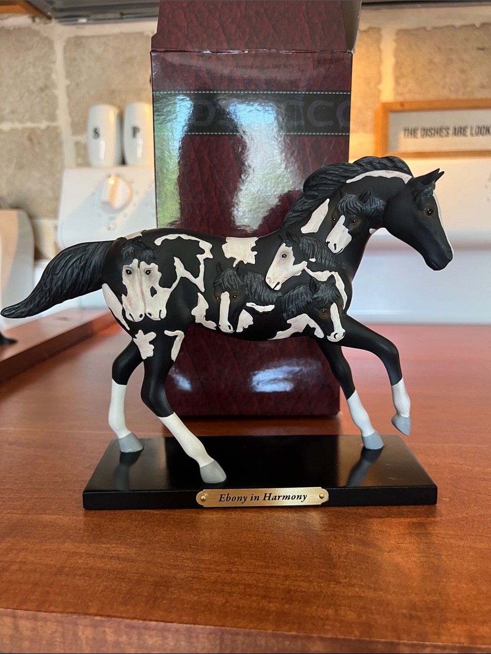 The Trail Of Painted Ponies Ebony in Harmony Black and White Horse Figurine